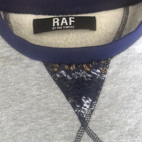 RAF Raf Simons Gray Navy Crew Neck Pullover Sweater Sweatshirt  Mens Size M - Picture 2 of 5